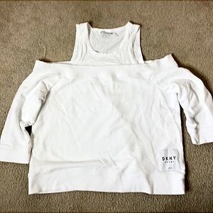 🦢DNKY SPORT WHITE Cold Shoulder Sweatshirt & Attached Tee